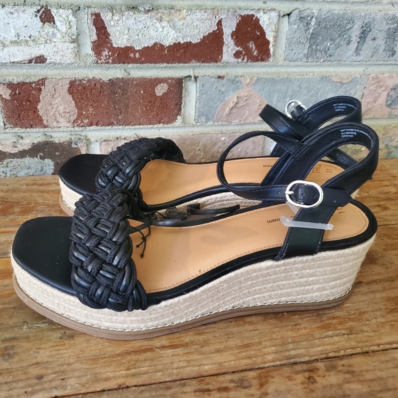 NWT Time & Tru Black Braided Memory Foam Womens Wedge Heel Shoes Size 11 - Picture 3 of 6